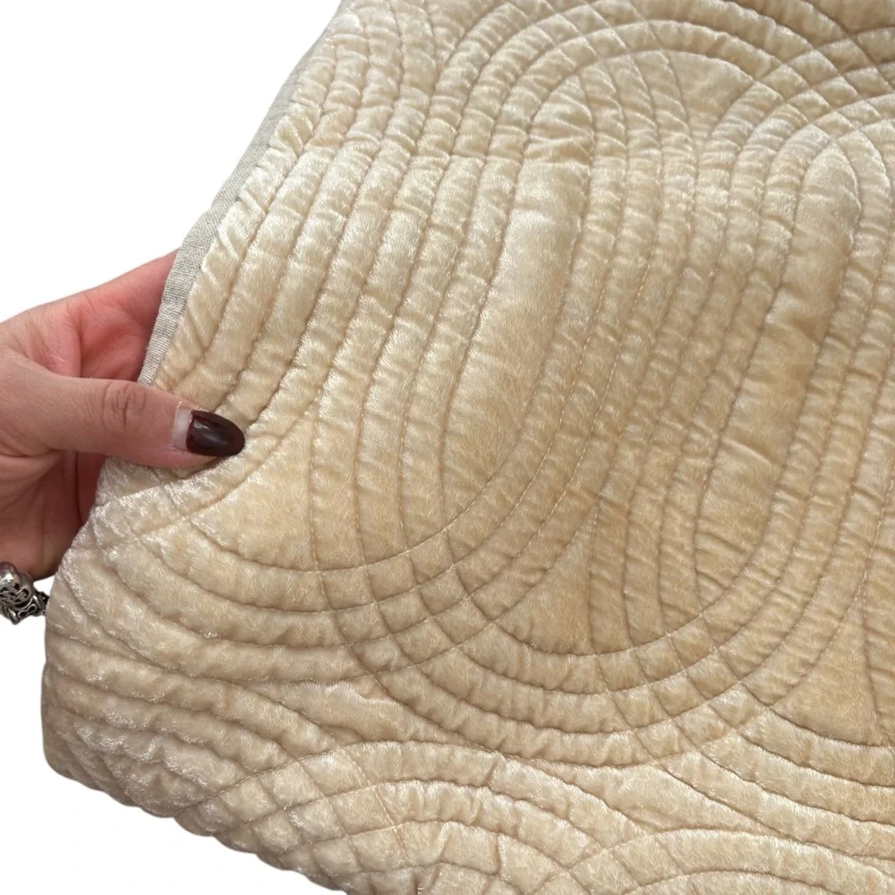 2 West Elm Ivory Beige Velvet Geometric Accent Pillow Cover‎ Size 18x18”
